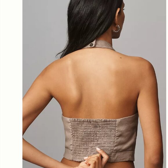 Brand New Maeve Linen Wrap Halter Top - Picture 2 of 8